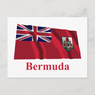 Bermuda Viftande flagga med namn Vykort