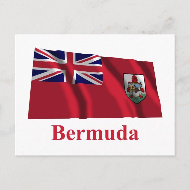 Bermuda Viftande flagga med namn Vykort (Framsida)