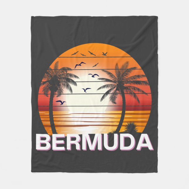 Bermuda Vintage Handflatan Träd Sommarbuss Fleecefilt (Framsidan)