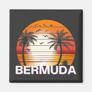 Bermuda Vintage Handflatan Träd Sommarbuss Magnet