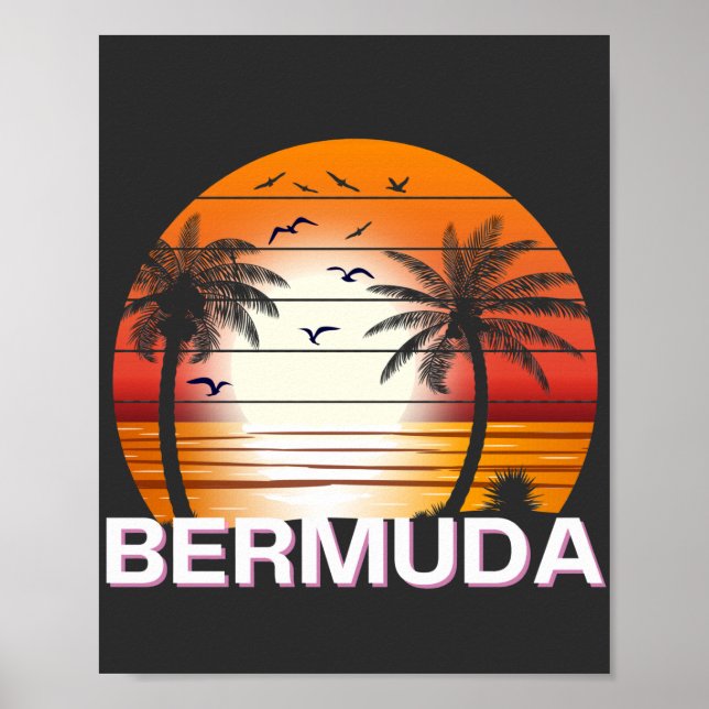 Bermuda Vintage Handflatan Träd Sommarbuss Poster (Framsidan)