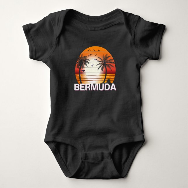 Bermuda Vintage Handflatan Träd Sommarbuss T Shirt (Framsida)