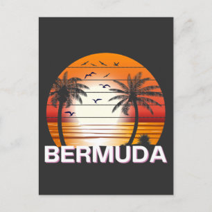 Bermuda Vintage Handflatan Träd Sommarbuss Vykort
