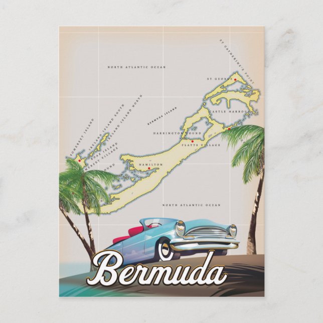 Bermuda vintage reseaffisch vykort (Framsida)