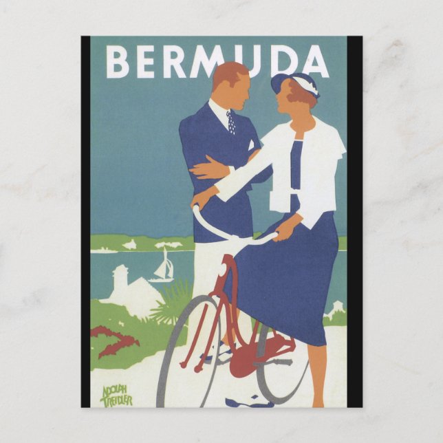 Bermuda Vintage Resemålningaffisch Vykort (Framsida)