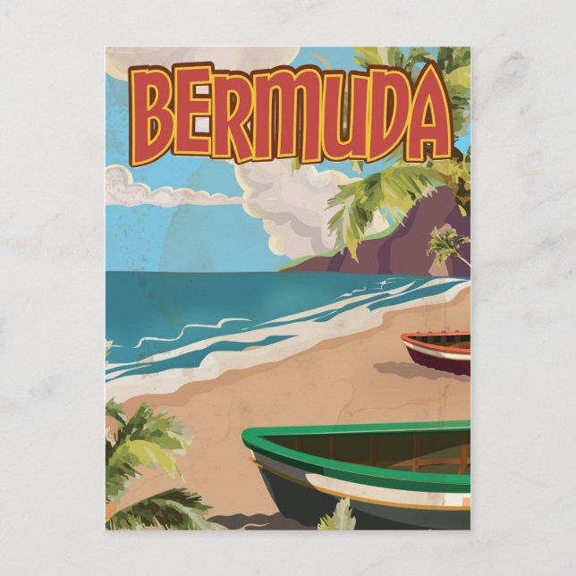 Bermuda vintage rolig resa affisch tryck vykort (Framsida)