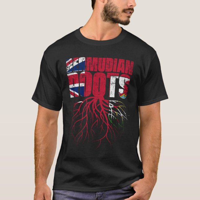 Bermudian Roots Bermuda Heritage Flagga T Shirt (Framsida)