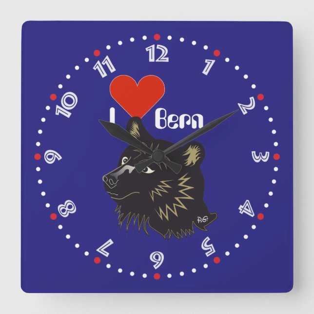 Bern Berne Berna Schweiz Suisse Svizra Uhr Fyrkantig Klocka (Framsida)