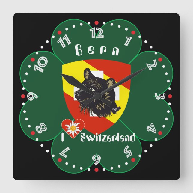 Bern Berne Berna Schweiz Suisse Svizra Uhr Fyrkantig Klocka (Framsida)