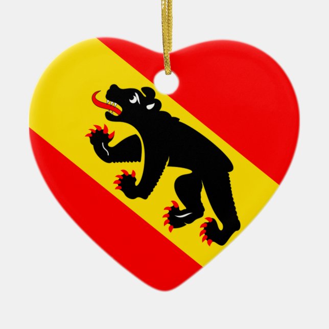 Bern flaggahjärta julgransprydnad keramik (Framsidan)
