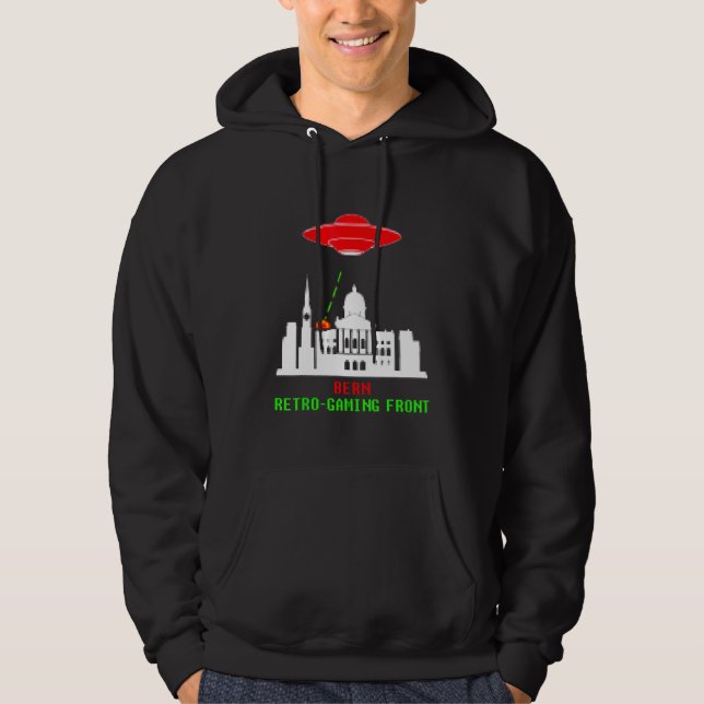 Bern Invasion Retro-spel med Ufo Hoodie (Framsida)