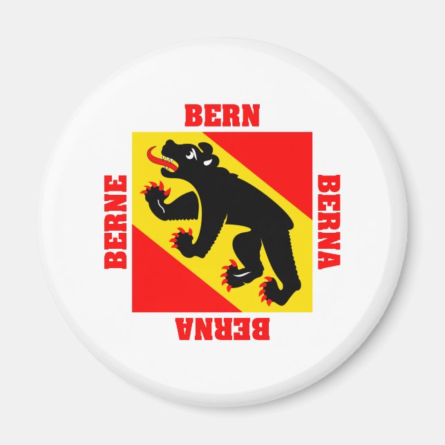 Bern Schweiz Canton Flagga Magnet (Framsidan)