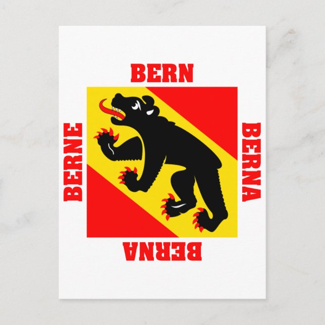 Bern Schweiz Canton Flagga Vykort (Framsida)