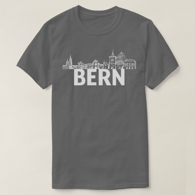 Bern Schweiz City Skyline Silhouette Outline S T Shirt (Design framsida)