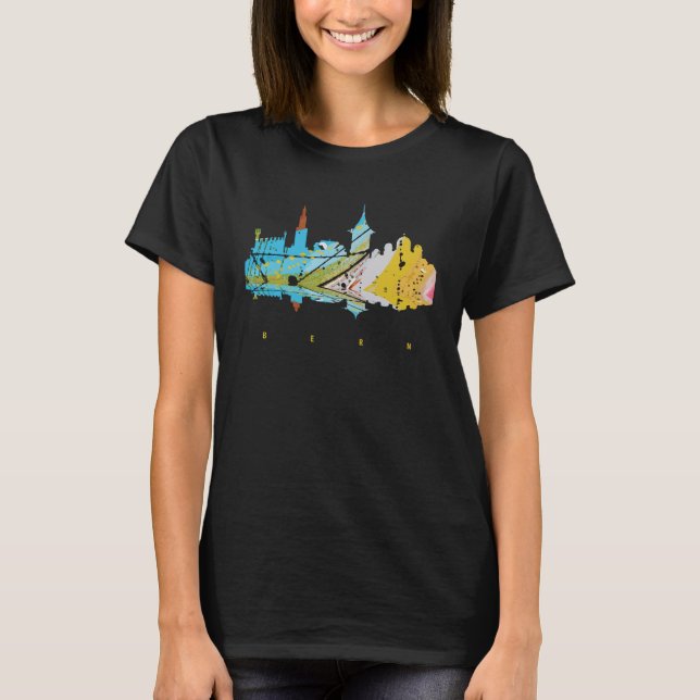 Bern Schweiz Gamla Stan Livlig Resa T Shirt (Framsida)