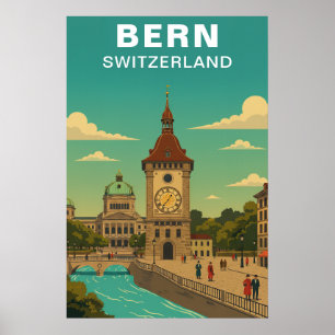Bern Schweiz Historisk Medeltida Gammal Stad Resa Poster