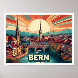 Bern Schweiz konstnärligt färgad Poster