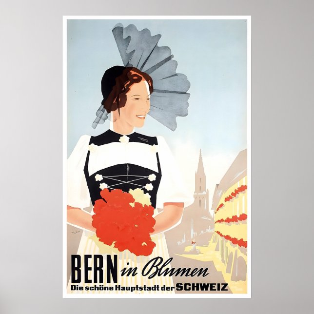 Bern Schweiz Konsttryck Schweiziska Resa Affisch (Framsidan)