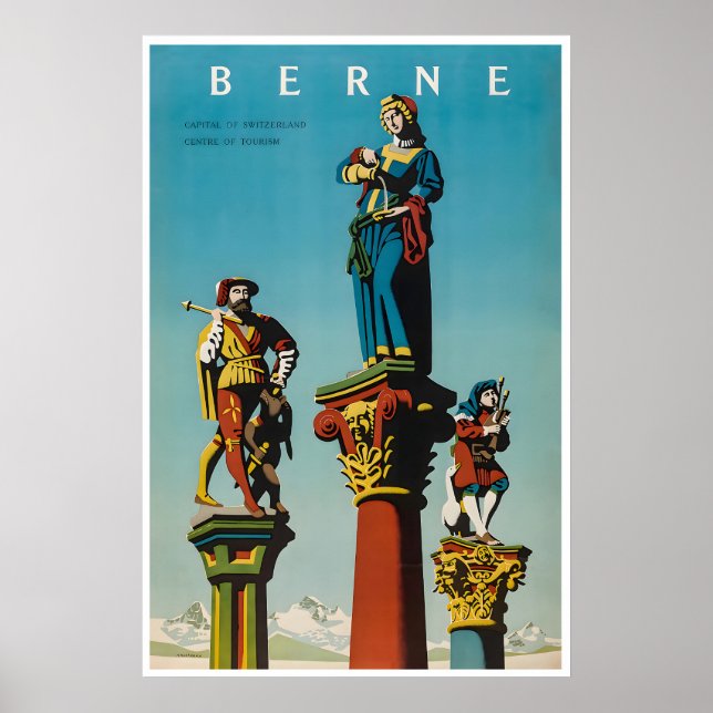 Bern Schweiz Konsttryck Schweiziska Resa Affisch (Framsidan)
