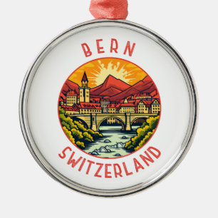 Bern Schweiz Retro Distress Circle Julgransprydnad Metall