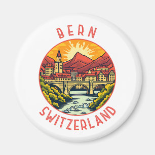 Bern Schweiz Retro Distress Circle Magnet