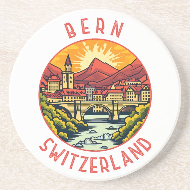 Bern Schweiz Retro Distress Circle Underlägg (Framsidan)