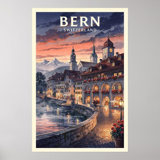 Bern Schweiz Retro Resa Poster (Framsidan)