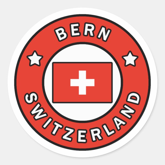 Bern Schweiz Runt Klistermärke (Framsida)