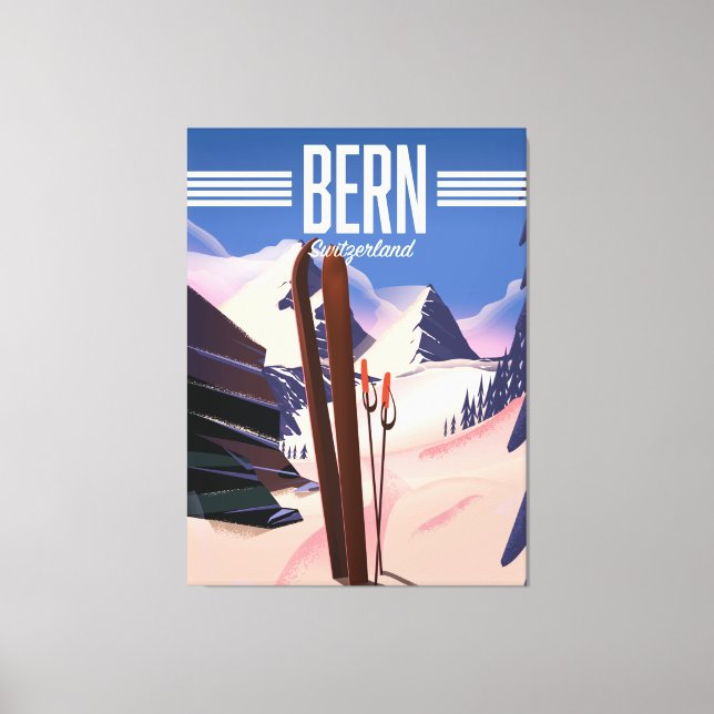 Bern schweiz skidposter canvastryck (Framsida)