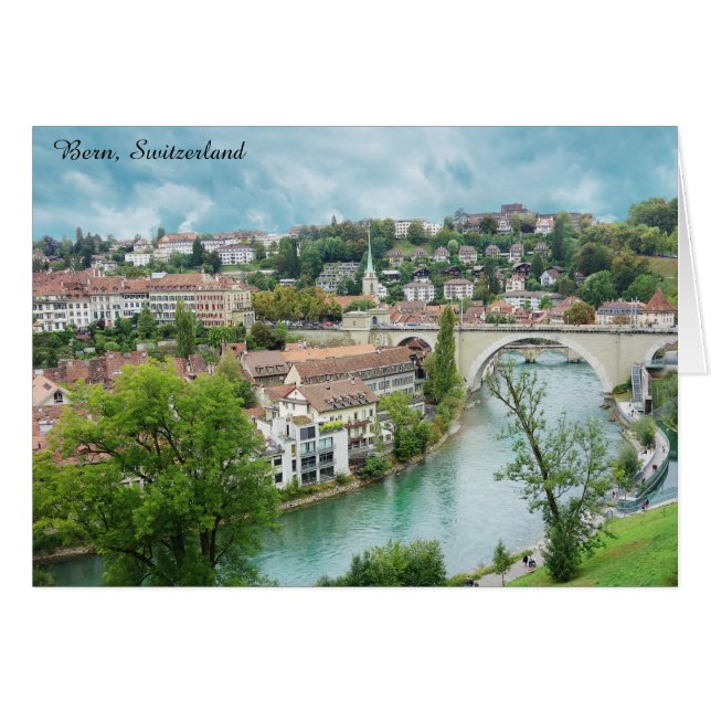 Bern Schweiz Swiss Photo Aare River Hälsningskort (Framsidan Horizontal)