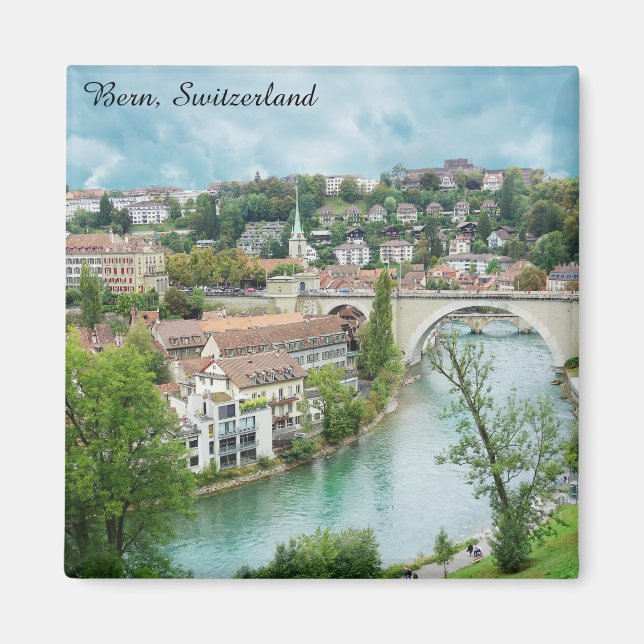 Bern Schweiz Swiss Photo Aare River Magnet (Framsidan)