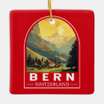 Bern Schweiz Travel Art Vintage Julgransprydnad Keramik<br><div class="desc">Bern-retro-vektorns resedesign. Bern,  huvudstaden i Schweiz,  byggs runt en krok i floden Aare.</div>