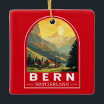Bern Schweiz Travel Art Vintage Julgransprydnad Keramik<br><div class="desc">Bern-retro-vektorns resedesign. Bern,  huvudstaden i Schweiz,  byggs runt en krok i floden Aare.</div>