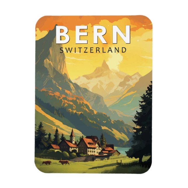 Bern Schweiz Travel Art Vintage Magnet (Vertikal)