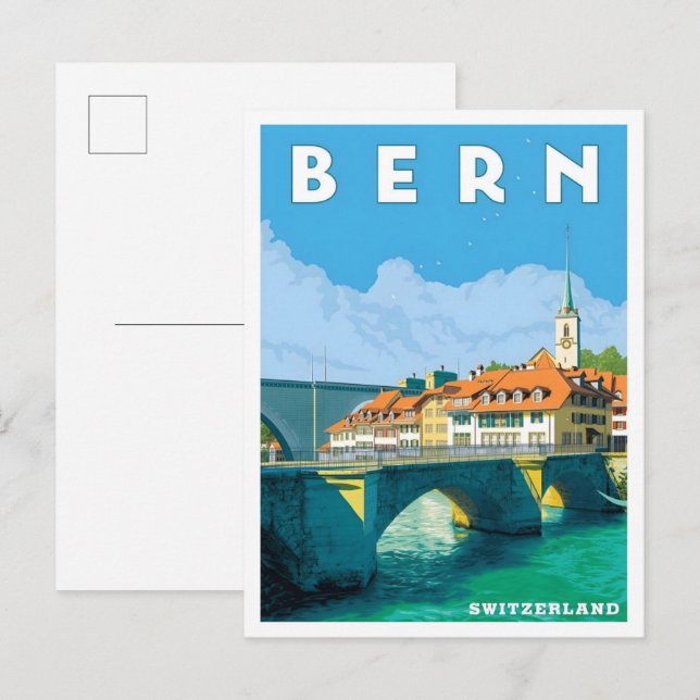 Bern Schweiz Vintage Resa  Vykort (Fram/baksida)