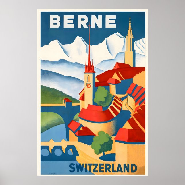Bern Schweiz Vintage Resemaffisch Affisch (Framsidan)