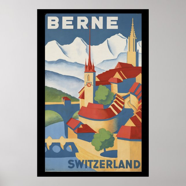 Bern Schweiz Vintage resor Poster (Framsidan)