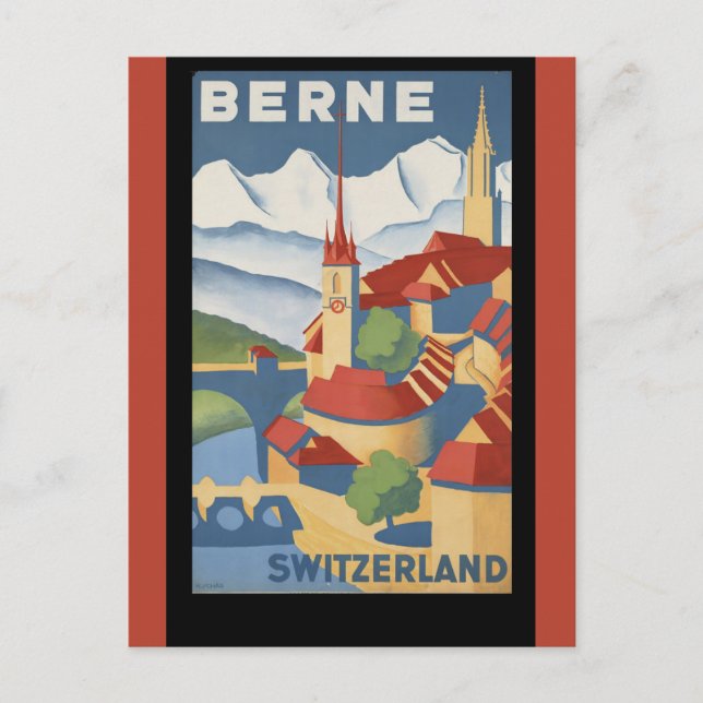 Bern Schweiz Vintage resor Poster Vykort (Framsida)