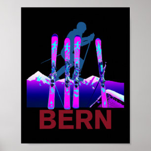 Bern Skiing och snöbordning Retro 90s Bern Ski Poster