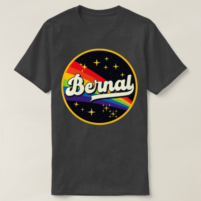 Bernal Rainbow in Space Vintage Stil T Shirt (Design framsida)