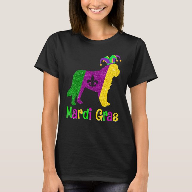 Bernard Dog Lover Mardi Gras Carnival Jester T Shirt (Framsida)