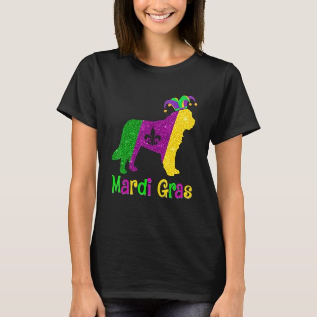 Bernard Dog Lover Mardi Gras Carnival Jester T Shirt (Framsida)