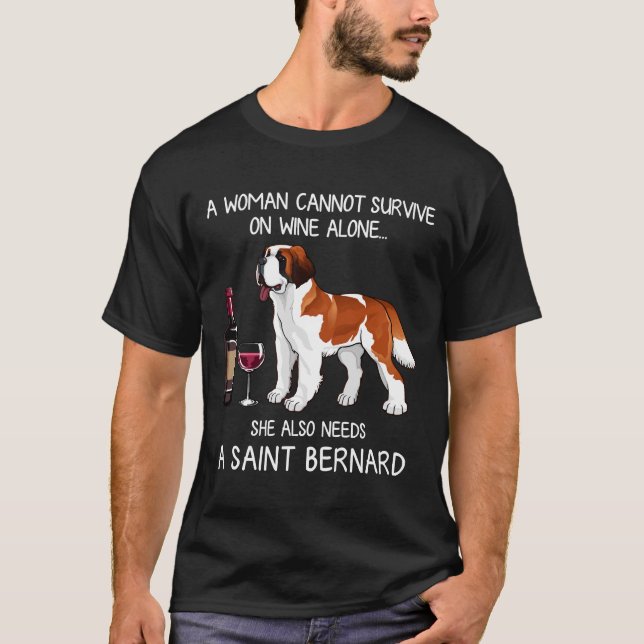 Bernard och Vin Hund Passande T Shirt (Framsida)
