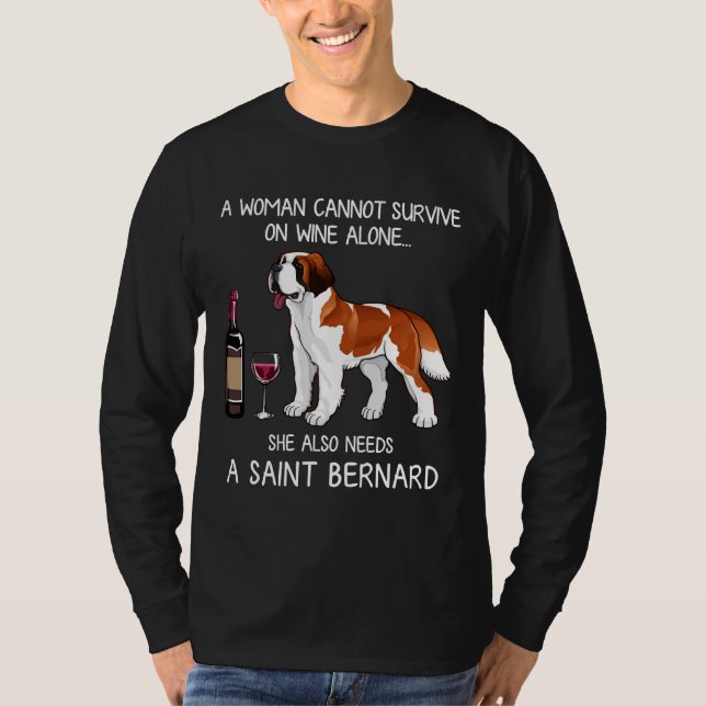 Bernard och Vin Hund Passande T Shirt (Framsida)