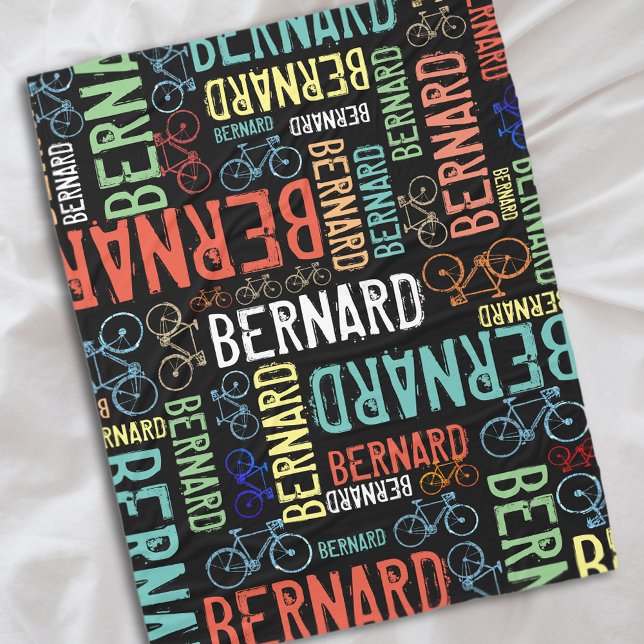 Bernard Repeat Colorful Namn och Bikes Fleecefilt (cool typography)