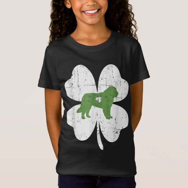 Bernard St patricks day Irish Shamrock Hund L T Shirt (Framsida)