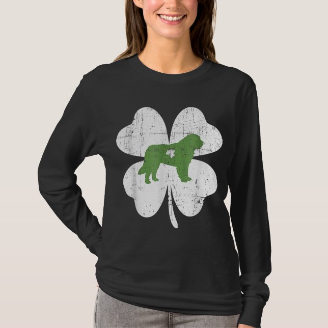 Bernard St patricks day Irish Shamrock Hund L T Shirt (Framsida)