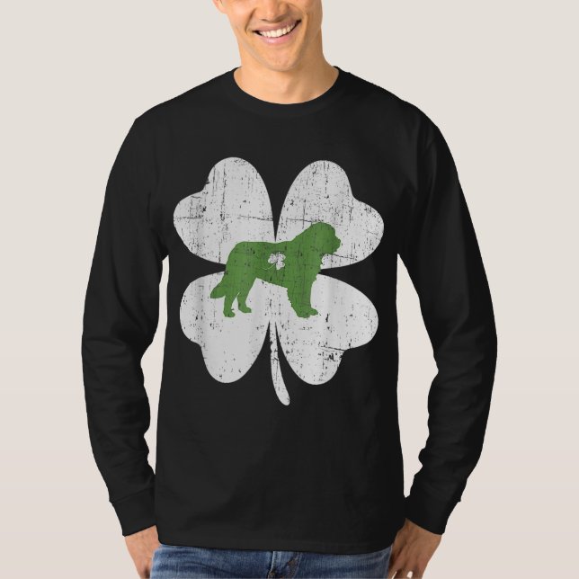 Bernard St patricks day Irish Shamrock Hund L T Shirt (Framsida)