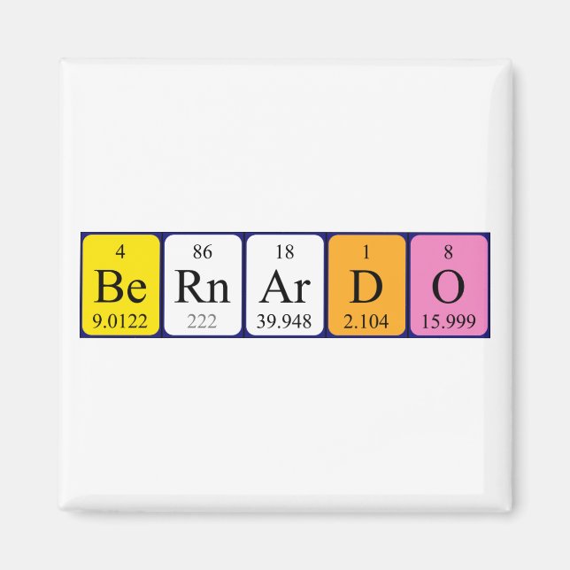Bernardo Periodiska bord namn magnet (Framsidan)