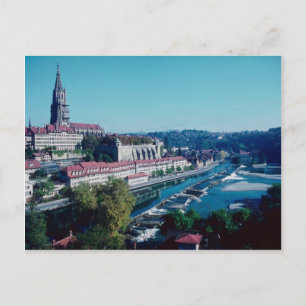 Berne, Minster och Floden Aare, Schweiz Vykort